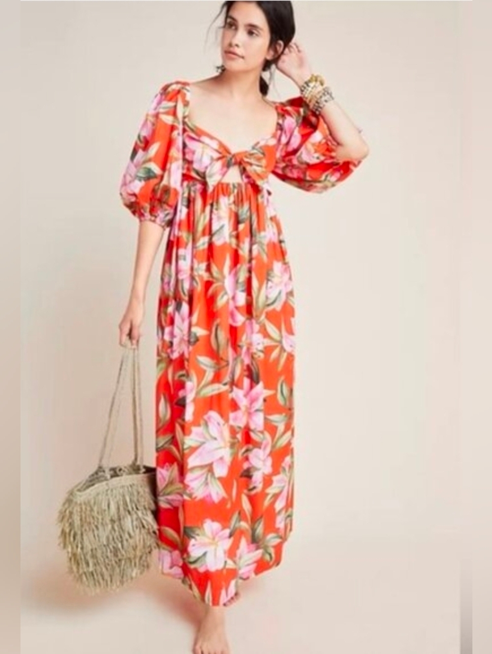 Mara Hoffman Swim Violet Dress in Lilly Floral Size Small Tropical Coastal Beach